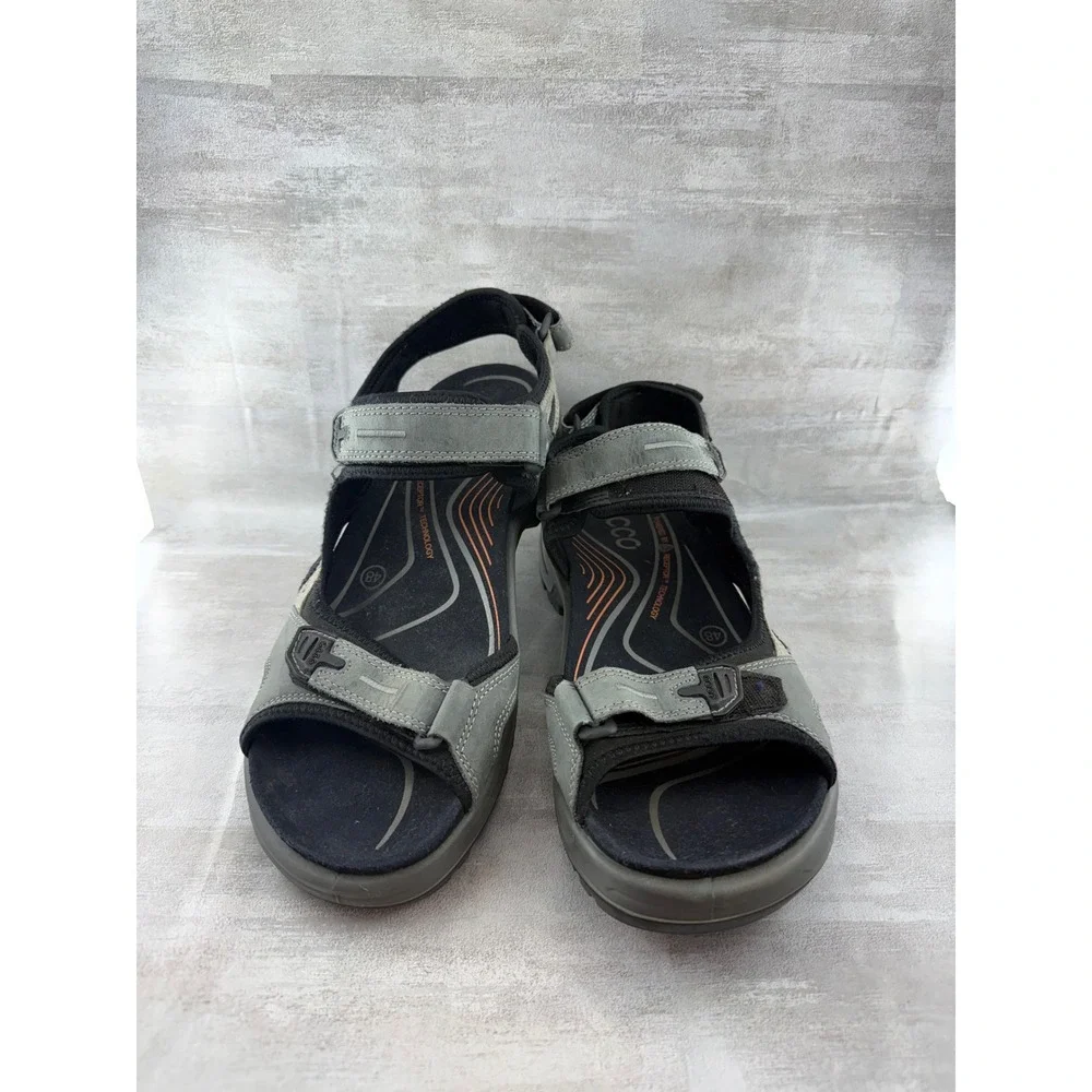 ECCO Yucatan Men Grey Black Leather Sport Hiking Sandals Sz EU48 US 14 Receptor